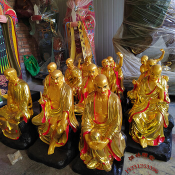 恒林雕塑厂定制纯铜铸造十八罗汉18罗汉佛像四大天王铜像