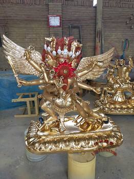 马头观音护法佛像定制雕塑厂铸造大型藏传黄铜马头明王密宗铜像