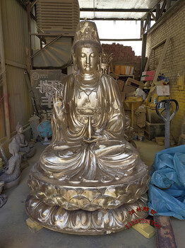 婆娑三圣佛像纯铜鎏金铸造各种大型寺院铸铜观音菩萨铜像摆件