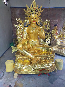 2米绿度母佛像纯铜铸造大型寺庙藏传黄铜白度母密宗铜像雕塑厂