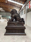 广东玻璃钢动物雕塑仿铜狮子门口摆件户外景观小品雕塑