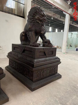 仿銅景觀雕塑廠家玻璃鋼獅子擺件大型仿真動(dòng)物雕塑