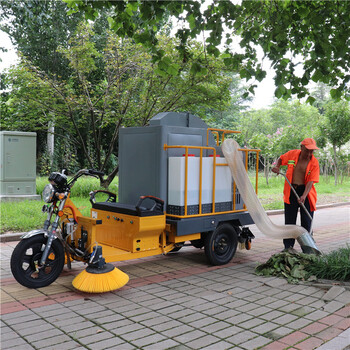 公園街道樹葉收集車電動駕駛式落葉清掃車環衛吸掃一體車