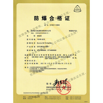 綠牌YQYB立式正壓推送立式泵，0區(qū)防爆合格證防爆化工潛泵
