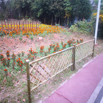 衢州柯城区绿化带花园栏杆铁艺围栏竹篱笆竹子护栏