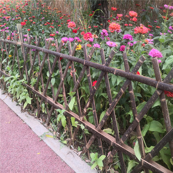 红河河口瑶族自治花园围栏碳化木桩竹篱笆竹子护栏