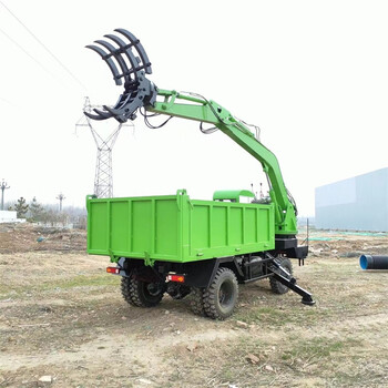 輪式四不像隨車抓農用車載式抓木機夾木裝卸運輸一體機