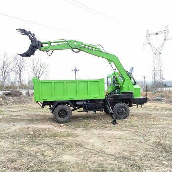 車廂四不像隨車抓園林裝卸旋轉抓木機輪式挖掘吊抓一體機