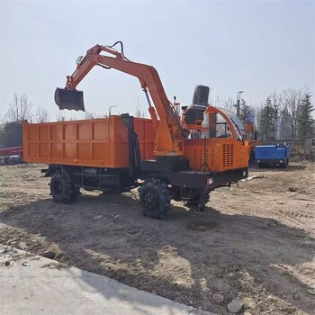 輪式四不像隨車挖掘機(jī)四驅(qū)雙頂自卸車六輪挖土挖運(yùn)輸車