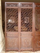 四川成都中式门-实木雕花窗-中式实木花格-花格木窗制作图片