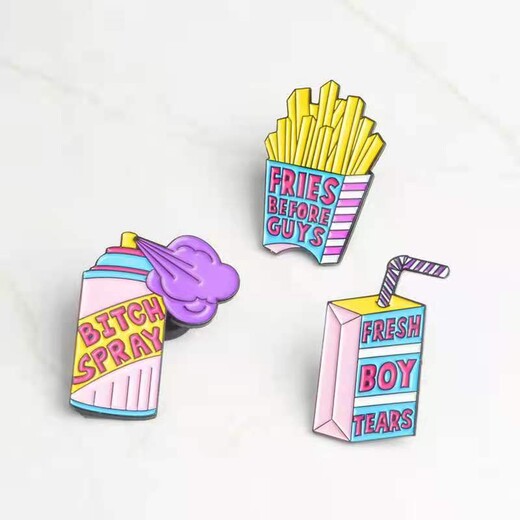 零食薯片徽章小飾品徽章定制廠家