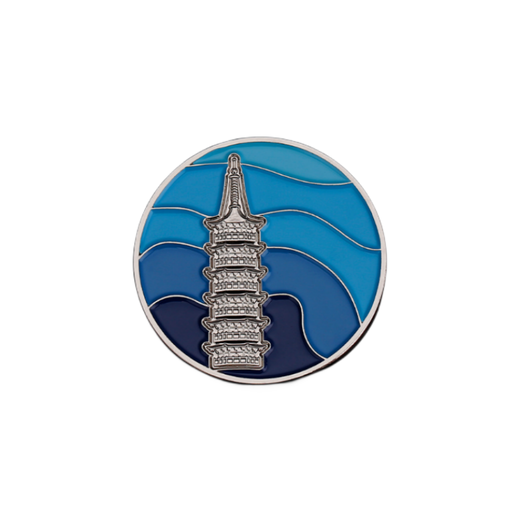 景區建筑徽章圓形紀念禮品胸針來圖生產