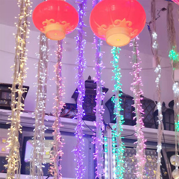 天津东丽街道装饰灯亮化工程瀑布流水灯挂树上的串串灯led彩灯