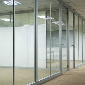 渭南汉中办公室玻璃隔断墙铝合金双层钢化玻璃中空内置百叶隔音墙