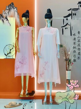 深圳新中式女裝《慕堤雅》國風元素刺繡桑蠶絲女裝尾貨
