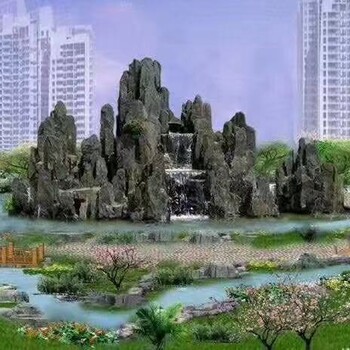 銀川設計制作假山_銀川千層石假山設計施工_銀川塑石假山廠家