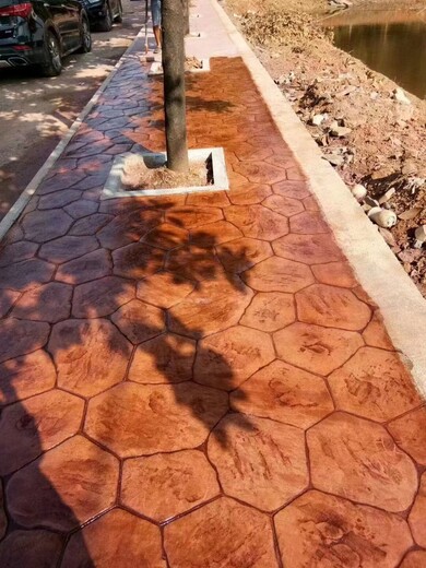 彩色压印地坪混凝土压模路面水泥压花强化料防石材效果