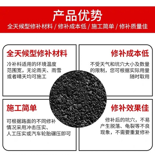 蒙泰小區(qū)柏油路面快速修補料瀝青冷補料修復材料