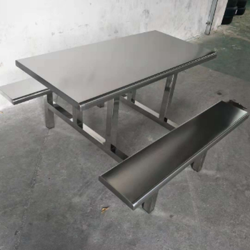 广州学生食堂用餐桌长条凳八人位设计受力均匀不易磨损