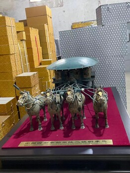 西安銅車馬仿古青銅器何尊定制帶透明方塵罩擺件