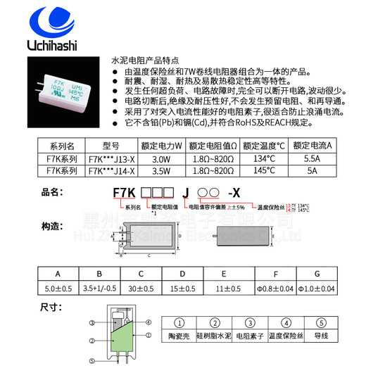 原TAM田村水泥電阻器內橋F7K100J14