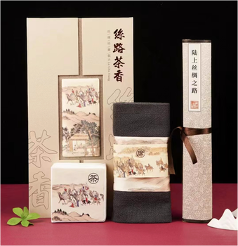 西安絲綢之路紀(jì)念卷軸畫，配陜西茯茶《絲路茶香》套裝銷售