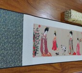 西安丝绸工艺画仿古唐仕女卷轴画丝绸之路织锦画礼品
