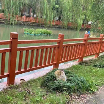 延邊水泥仿樹(shù)藤護(hù)欄仿木紋圍欄景區(qū)河道欄桿池塘混凝土仿樹(shù)藤欄桿
