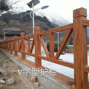 鷹潭河邊水泥仿木護(hù)欄鄉(xiāng)村景觀庭院河道池塘混凝土鋼筋隔離欄桿