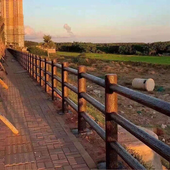 延邊水泥仿樹(shù)藤護(hù)欄仿木紋圍欄景區(qū)河道欄桿池塘混凝土仿樹(shù)藤欄桿