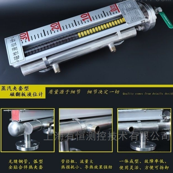 導熱油磁翻板液位計，UHZ型底裝頂裝側裝式磁性浮子液位計