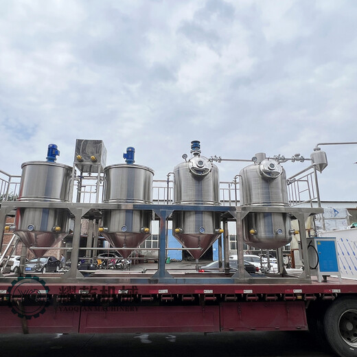 500kg花生油精炼设备,小型食用油生产线工艺,QC标准炼油机组