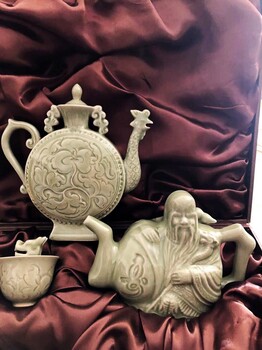 陜西仿古耀州瓷公道杯/倒流壺/爵杯工藝器具批發(fā)點(diǎn)
