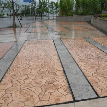 上海松江水泥路面壓花混凝土壓模地坪壓印道路廠家施工