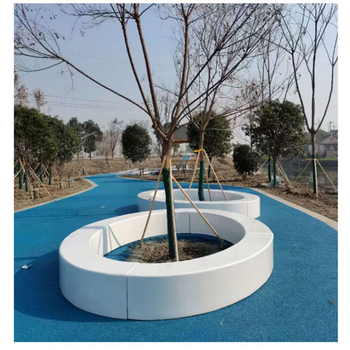 江蘇學校泰科砼石坐凳澆筑泰科磨石圓形花壇混凝土預制安裝