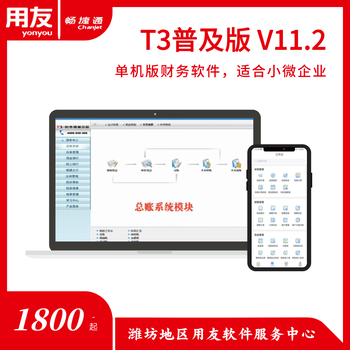 小公司用的财务软件，用友T3普及版单机版，潍坊用友软件