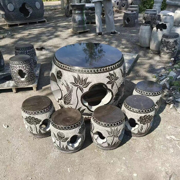 新中式院落石桌石凳擺件-仿古石桌石凳定制雕刻加工廠