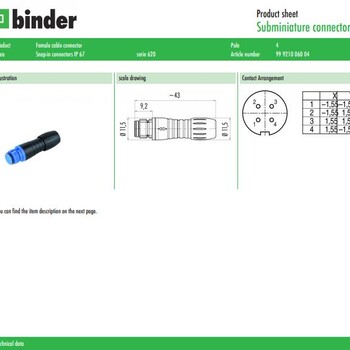 供應(yīng)賓德binder連接器99-9210-060-04