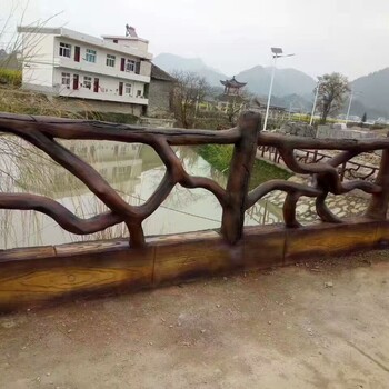 甘肃省武威市仿木栏杆厂家水泥护栏铸造石栏杆GRC护栏