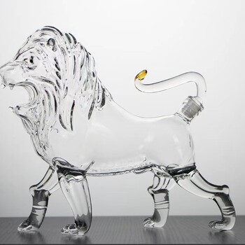 河间华企吹制玻璃酒瓶狮子造型酒瓶高硼硅玻璃泡酒瓶750ml
