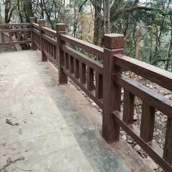 朔州旅游景區(qū)步道棧道水泥仿木護(hù)欄河邊扇形仿石欄桿仿大理石護(hù)欄