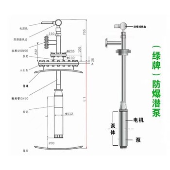 唐山市绿牌ⅡBT4防爆不锈钢潜液泵0区液下屏蔽泵