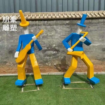 鏡面樂隊雕塑工廠-噴漆效果-步行街樂隊雕塑展示工廠