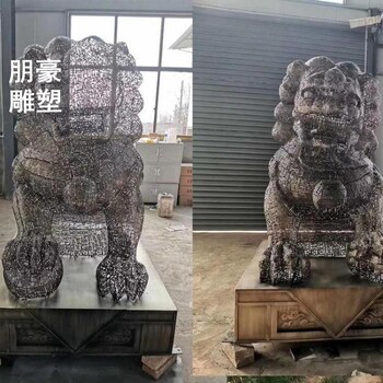 校園文化獅子雕塑制造-現代景觀-金屬鏤空獅子雕塑規格制造