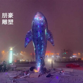 戶外鯨魚雕塑制造廠家-城堡形式-幾何鯨魚雕塑類型制造廠家