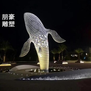 戶外鯨魚雕塑制造廠家-城堡形式-幾何鯨魚雕塑類型制造廠家