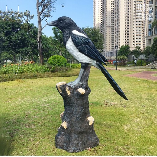 常用喜鵲雕塑景觀制作-學校擺件供給-公園喜鵲雕塑文化