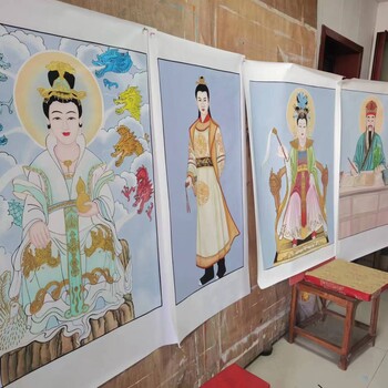 古建筑彩繪佛像畫寺廟道觀神像畫之家廟壁畫