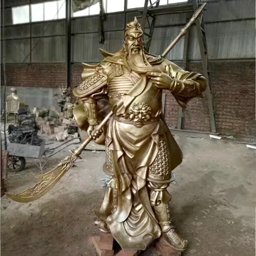 古代關(guān)羽雕塑，玻璃鋼關(guān)公雕塑，