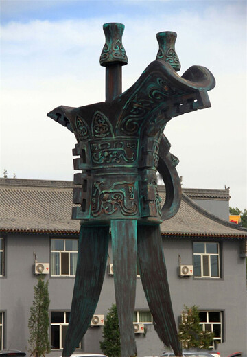 鑄銅酒樽雕塑，古代酒杯雕塑